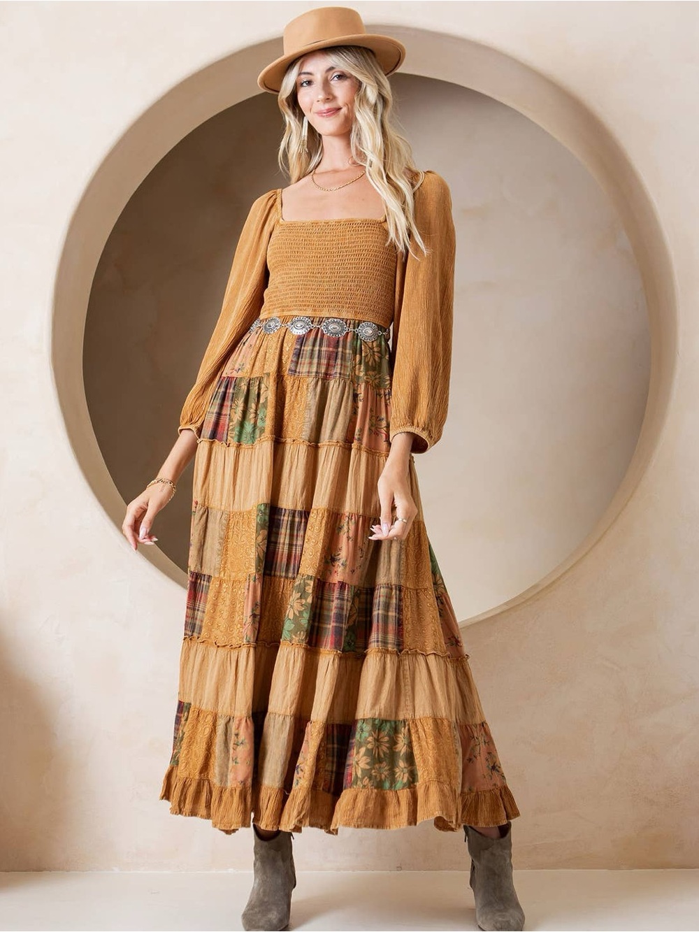 Young Threads Patchwork Boho Maxi Dress NWT Size M